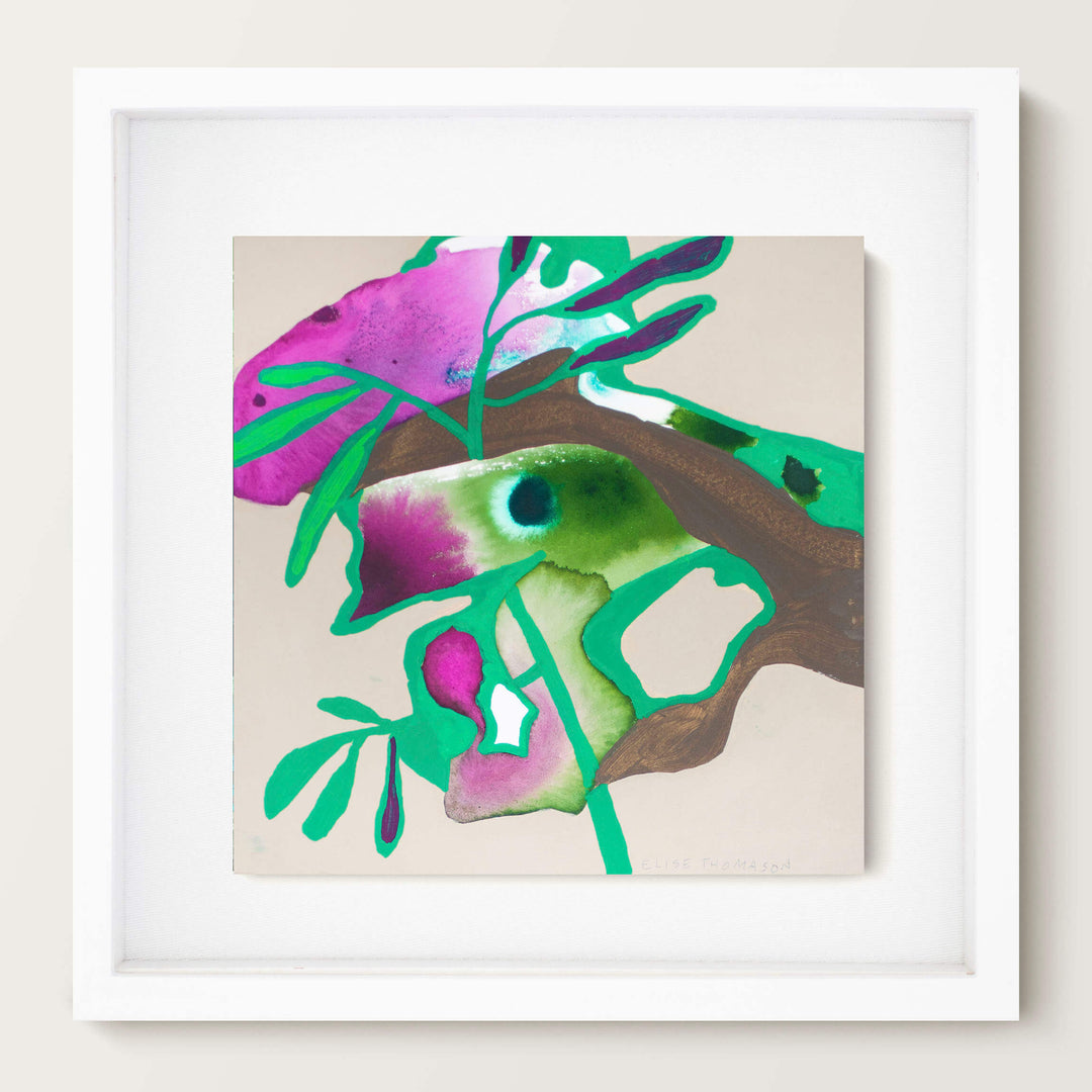 framed magenta and green abstract painting