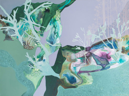 light green and lavender abstract painting