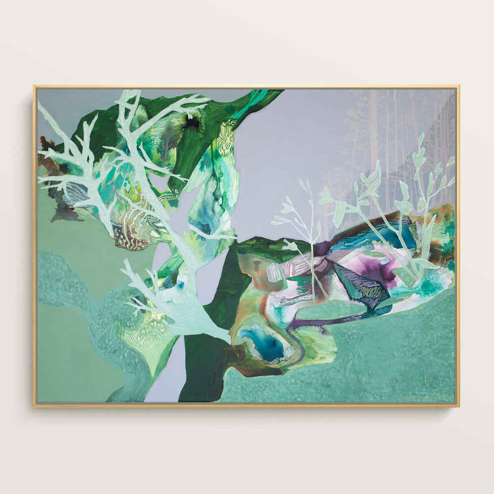 light green and lavender abstract landscape