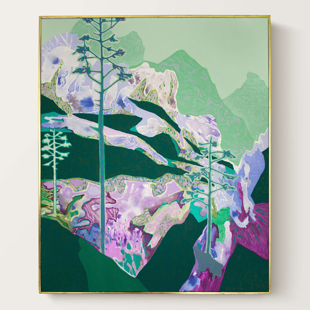 abstract mountain art in cool colors