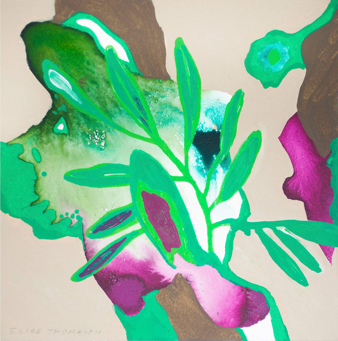green and pink abstract art