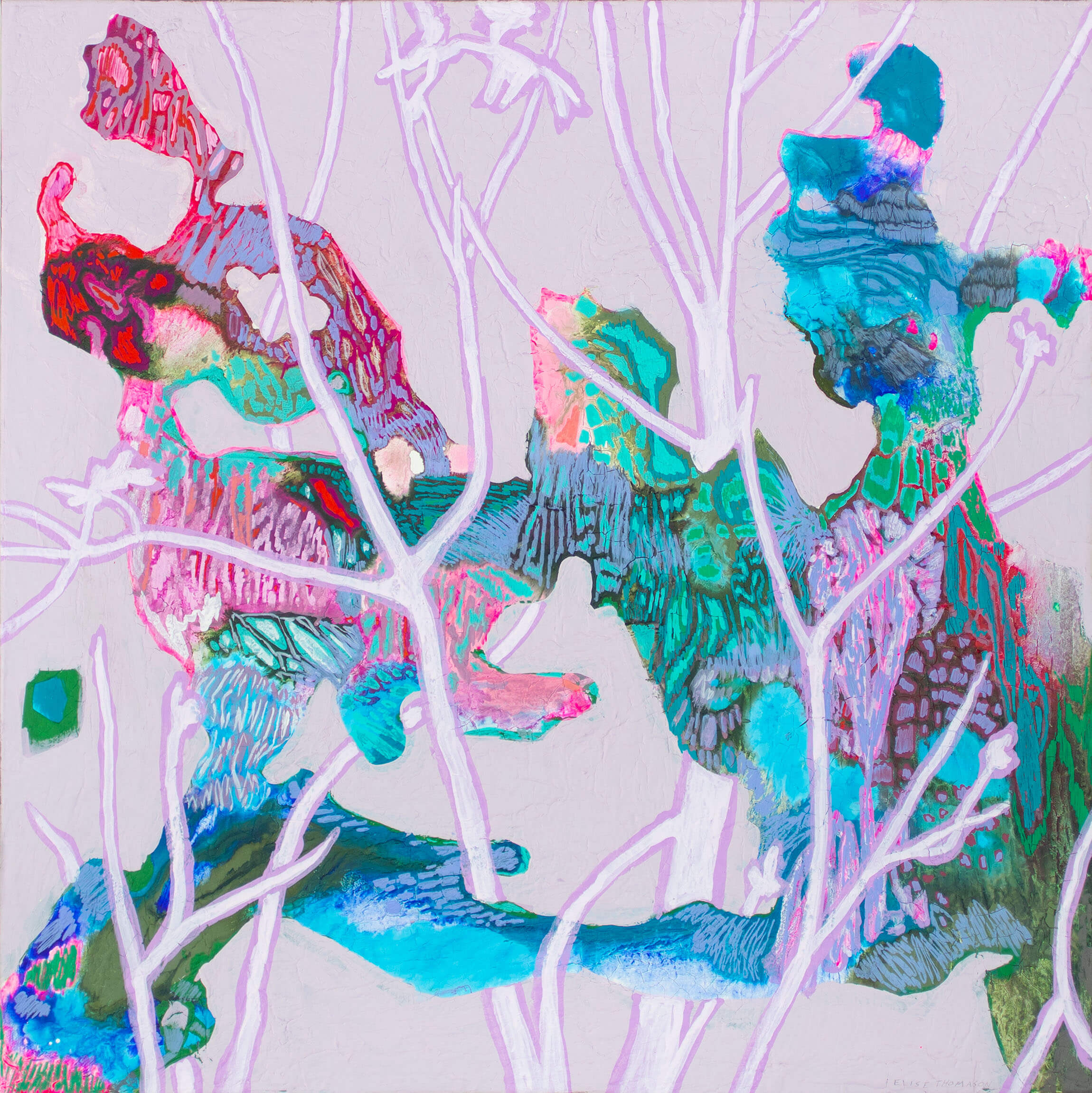pink abstract art with branches